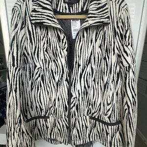 Monarch Zebra Pattern Bomber Jacket - Black and White